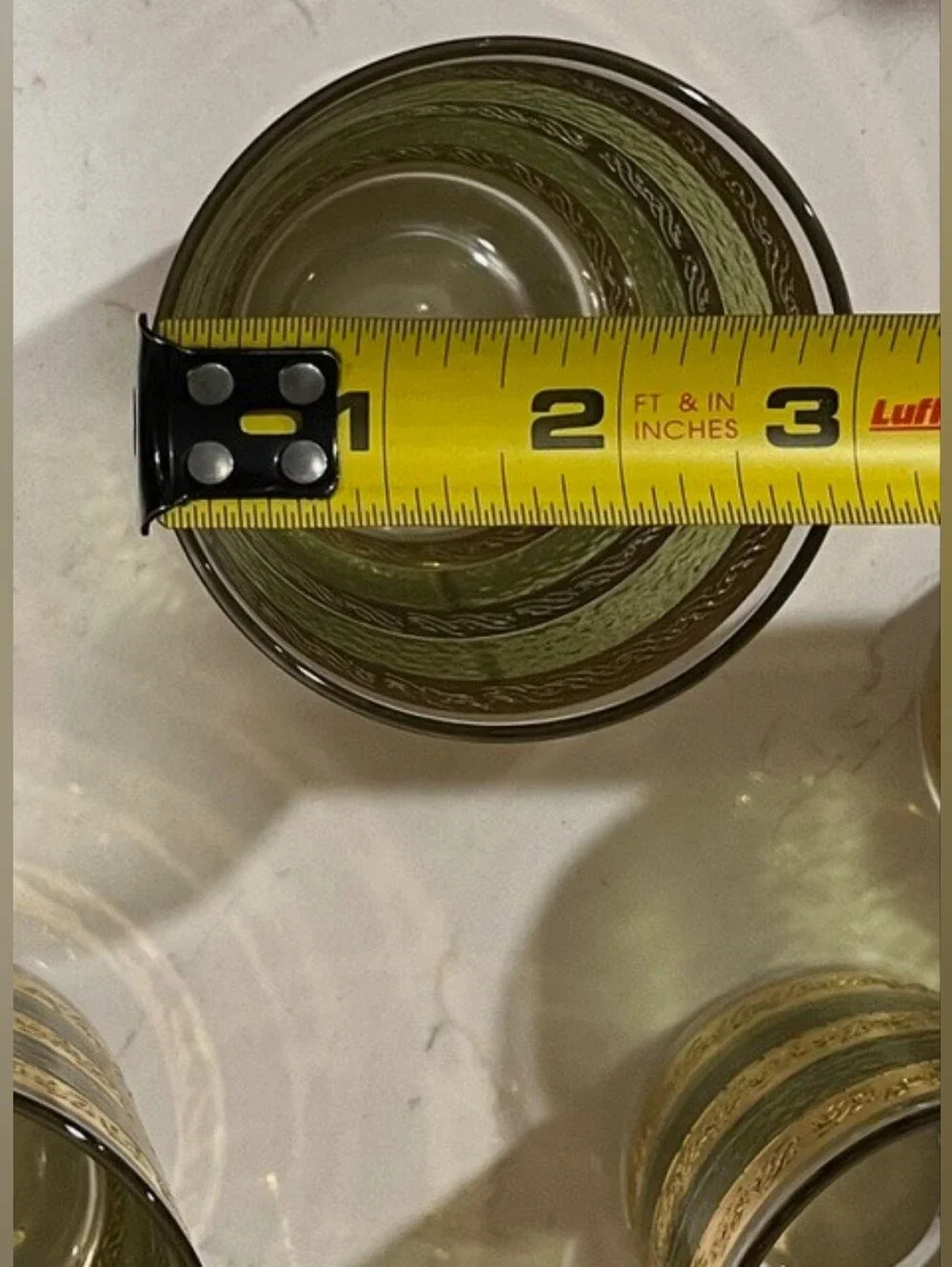 Vintage MCM Culver Starlyte‎ Green & Gold Old Fashioned Glassware - Set of 6 EUC